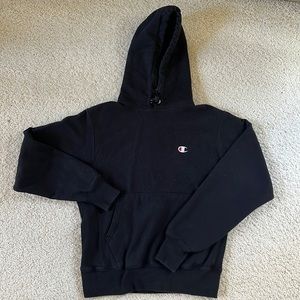 Champion heavy weighted black hoodie, men’s size small